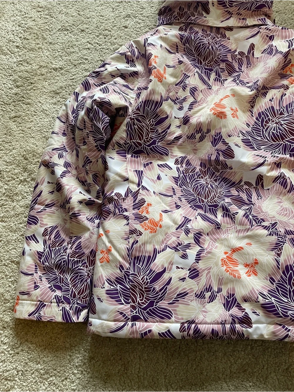 Roxy Floral Purple & Cream Ski Snow Jacket size 14 XL